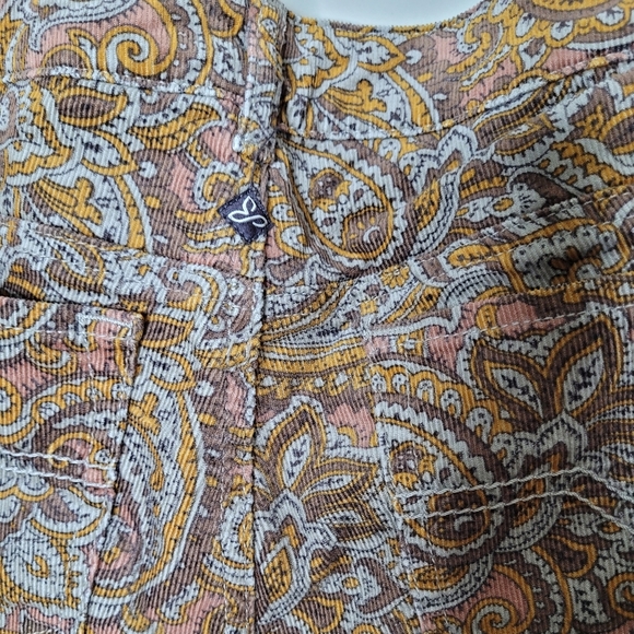 Prana Trinity Paisley Corduroy Pants 12 Low Rise Slim Stretch Earthy Boho Fall - Picture 6 of 9